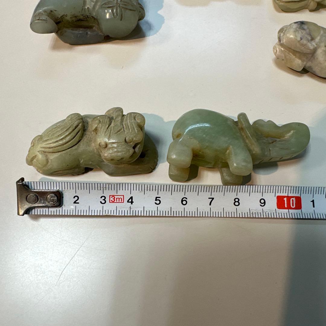 中国古玩　古玉石彫刻　神獣　根付け　6個
