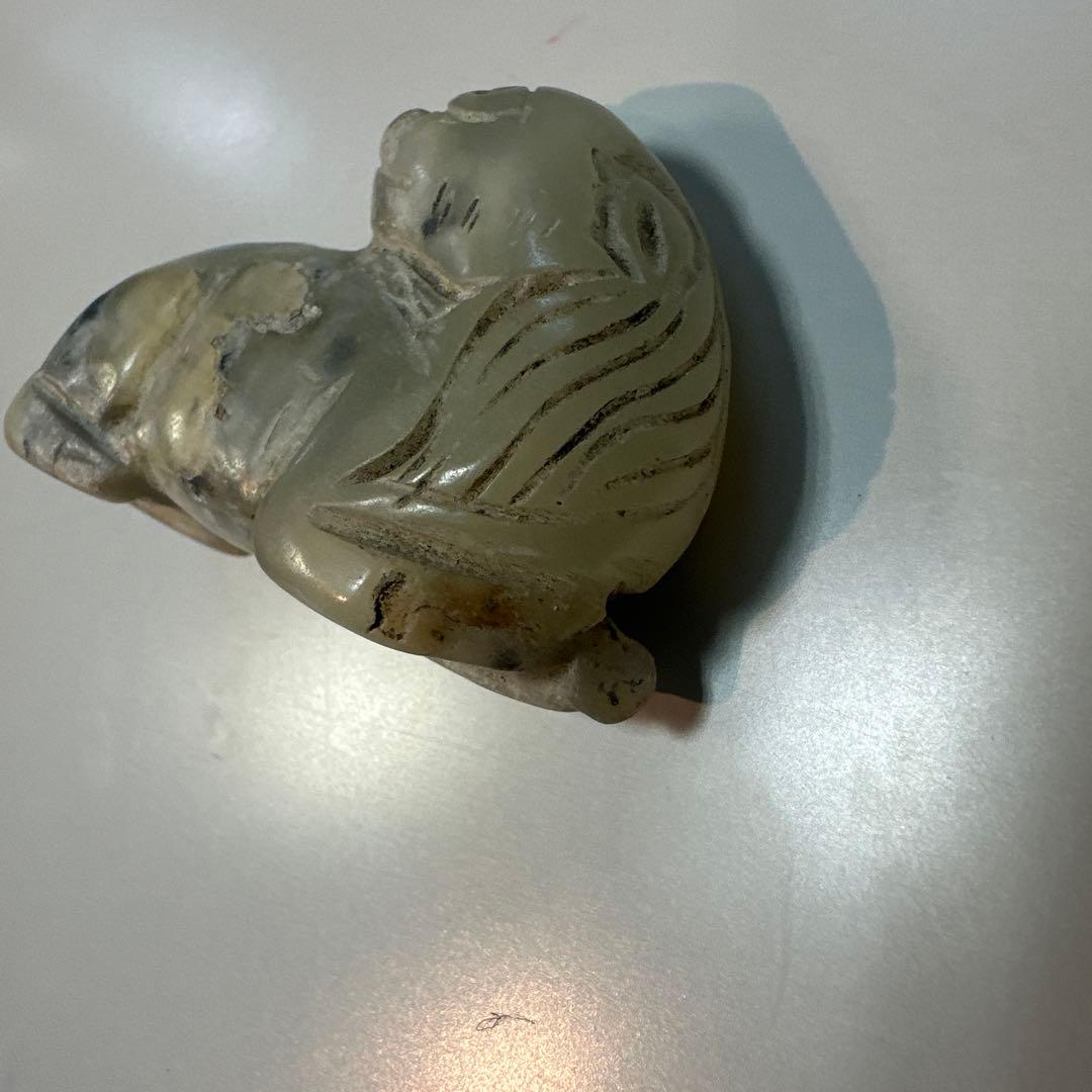 中国古玩　古玉石彫刻　神獣　根付け　6個
