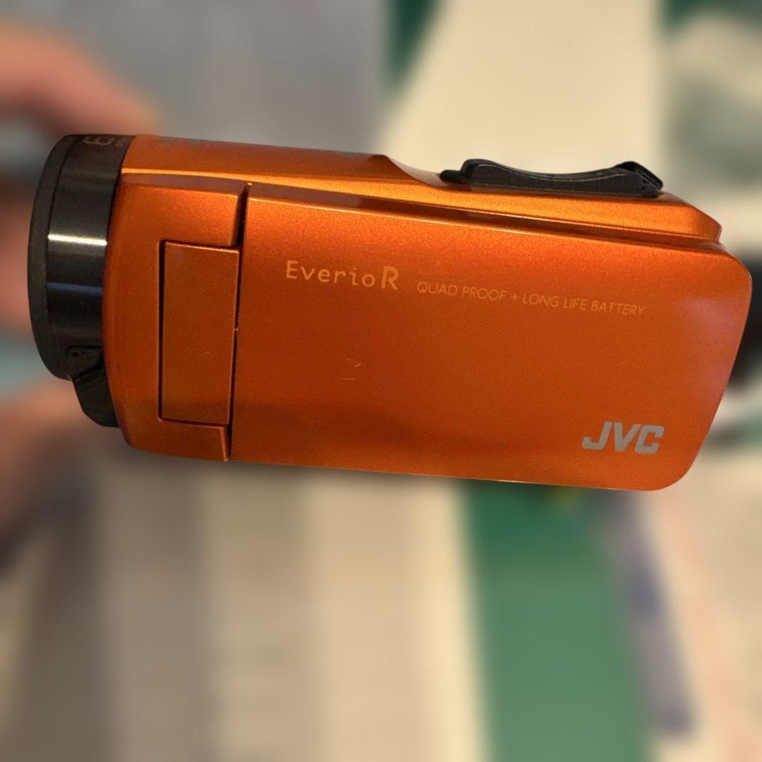 JVC Everio R オレンジ 本体・バック ・広角レンズ・浮輪付ストラップ