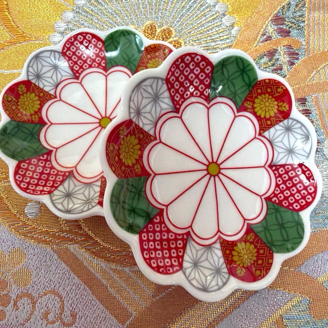 赤絵　第一陶器角皿　陶寿窯小皿　佐々木クリスタル　金箔五草花椀　No.5-1