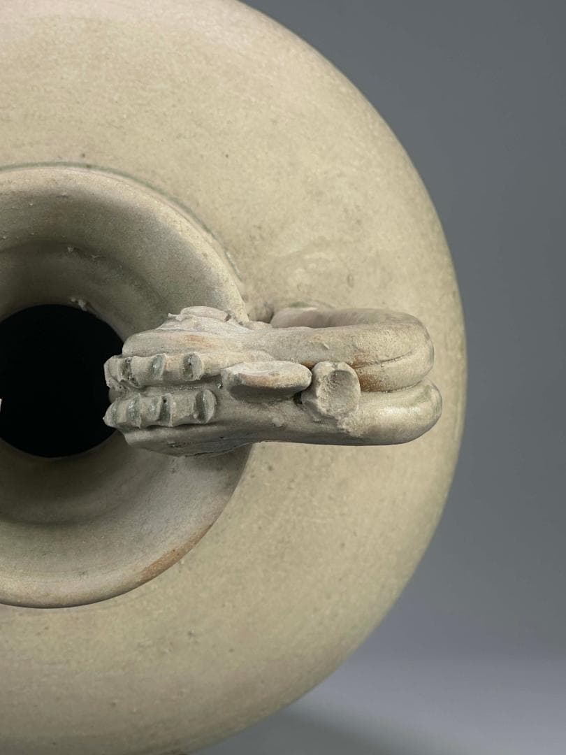 UM7S50中国美術 唐代後期　越窯系　青磁　双龍耳大壺　唐物　古物保証 美品