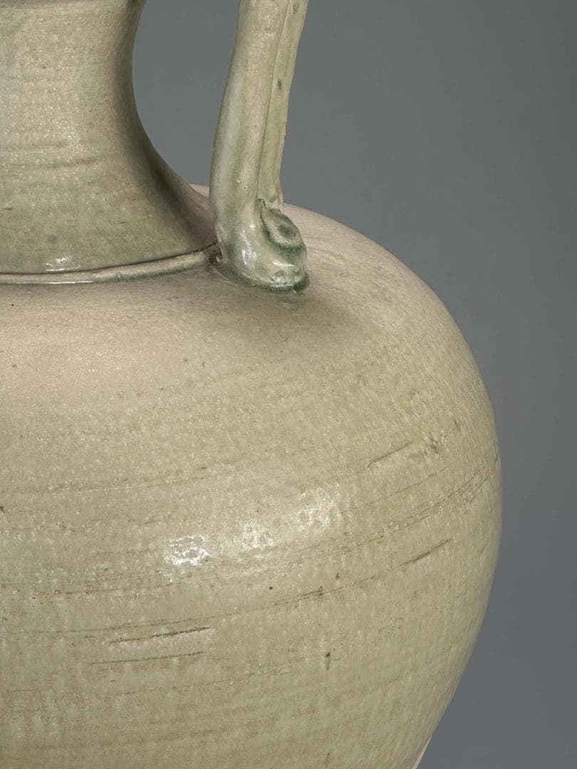 UM7S50中国美術 唐代後期　越窯系　青磁　双龍耳大壺　唐物　古物保証 美品