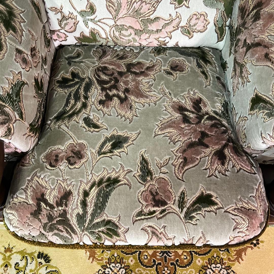 ꧁カリモク家具 karimoku꧂コロニアル 1人掛けアームソファ 花柄