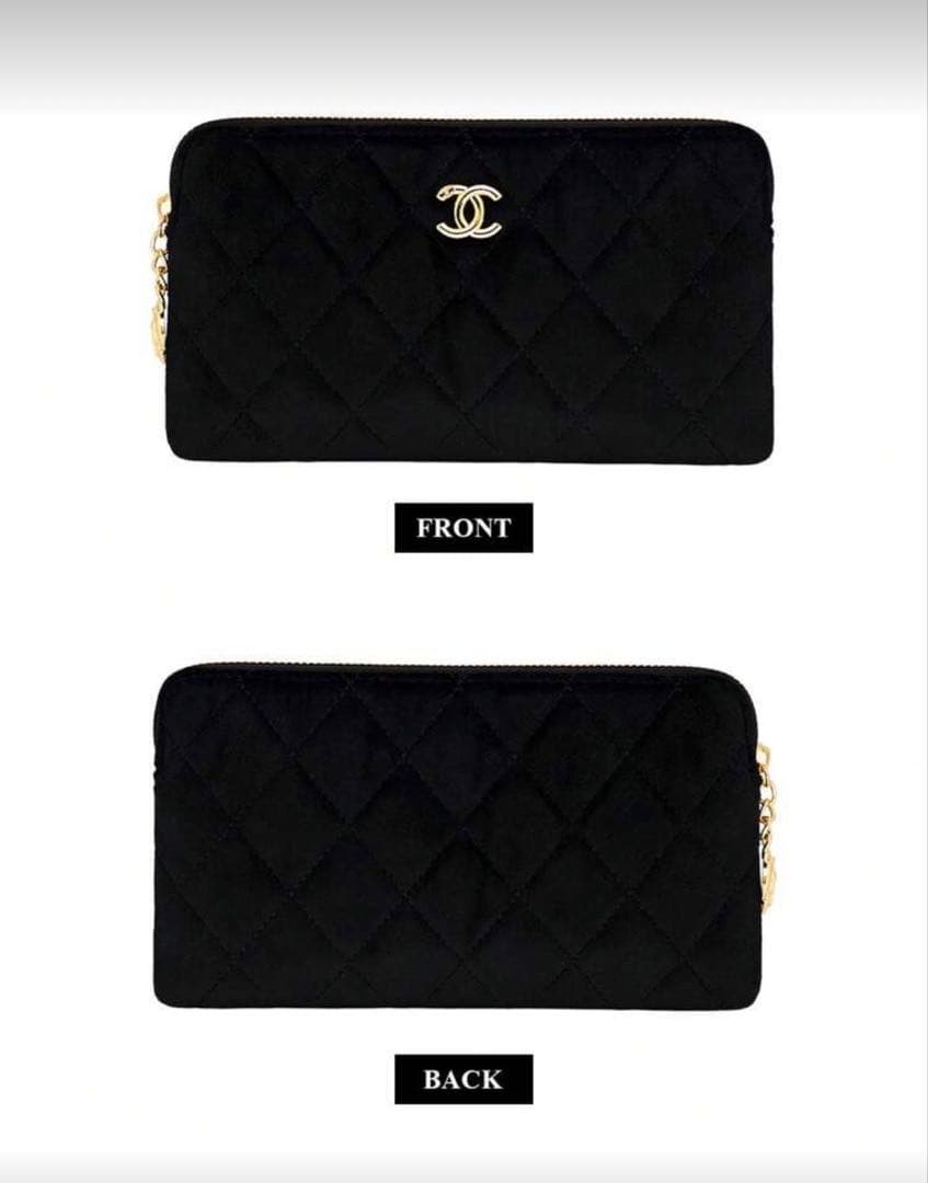 チコCHANEL シャネル ベロア キルティング クラッチバッグ ブラック