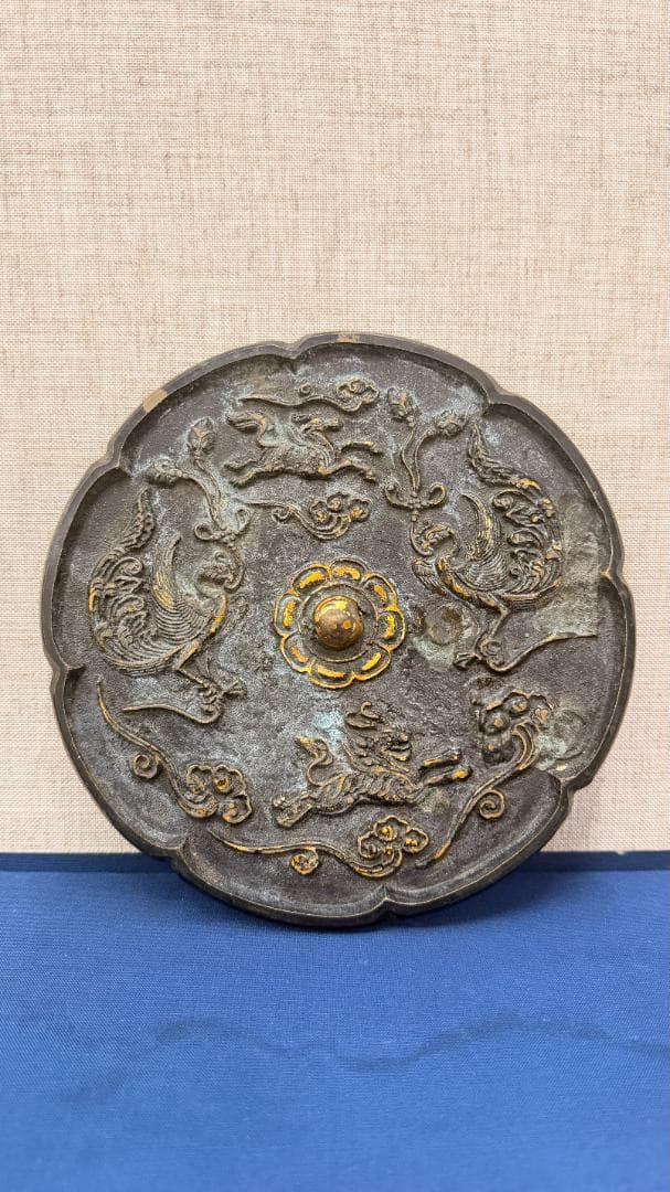 希少 中国古銅鏡 龍鳳図 古美術 骨董 風水 開運 置物 アンティーク コレクシ