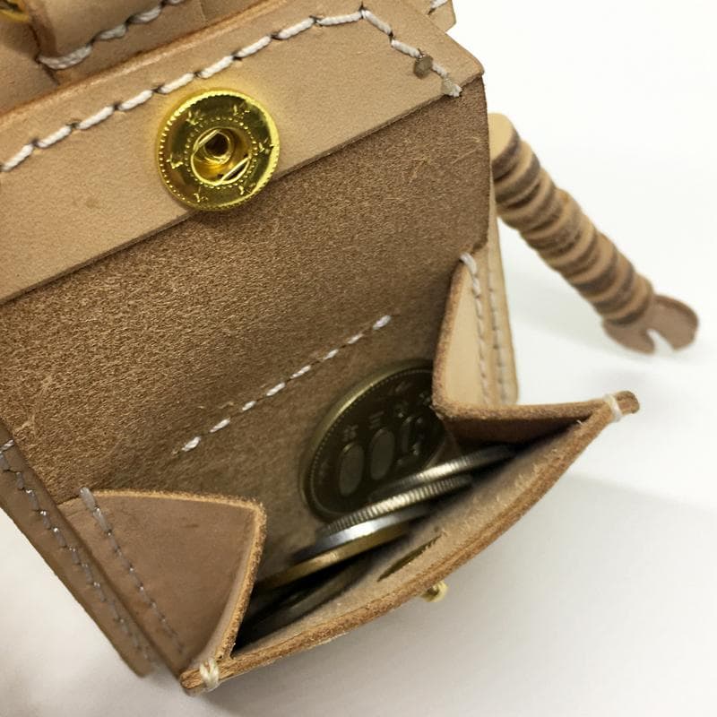 【本革】黒猫ロボのミニポーチ 小物入れ レザー ハンドメイド