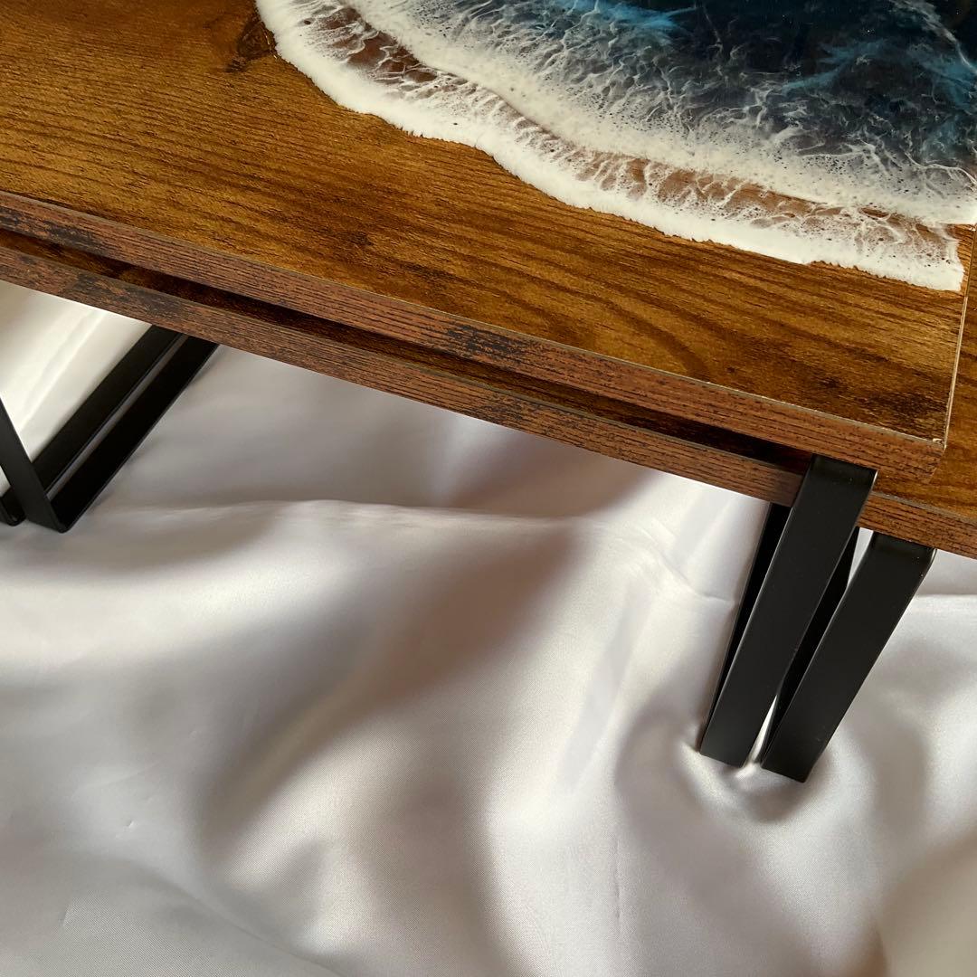 2台セット　スパイラルラック　レジンアート　木製　オーシャンレジンアート