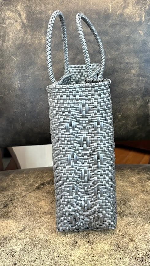 メキシコ 手編みメルカドバッグ・DIA SILVER（S）★シルバー かごバッグ