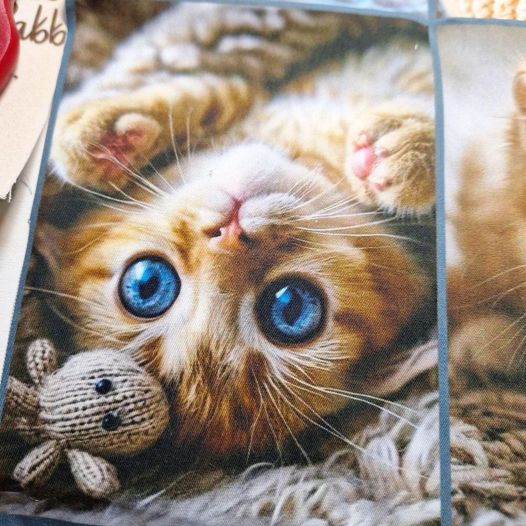 可愛いねこと毛糸パネル生地　ハンドメイド