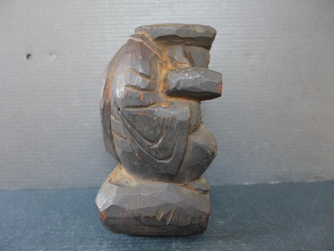 【けんたろう】時代物　江戸期頃　一刀彫　大黒天　木彫　財運　招福物　骨董