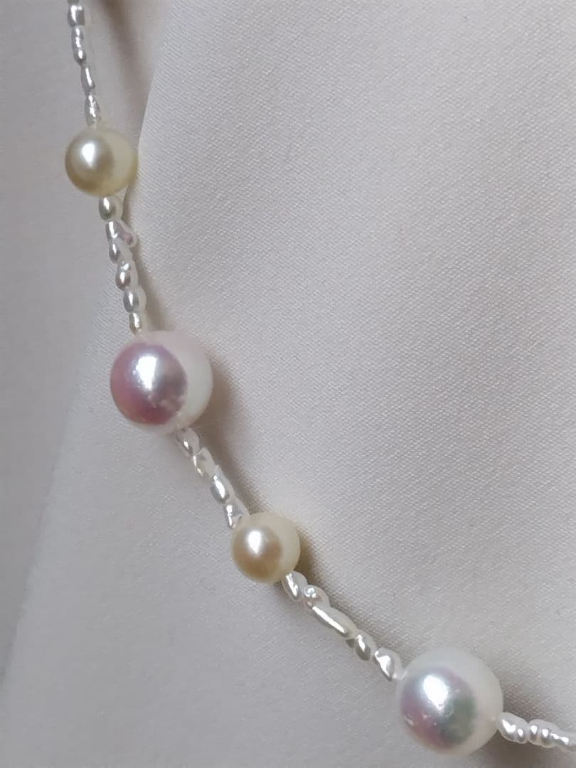 各サイズのアコヤ真珠、あこや芥子パールK14パーツの、セミロングネックレス