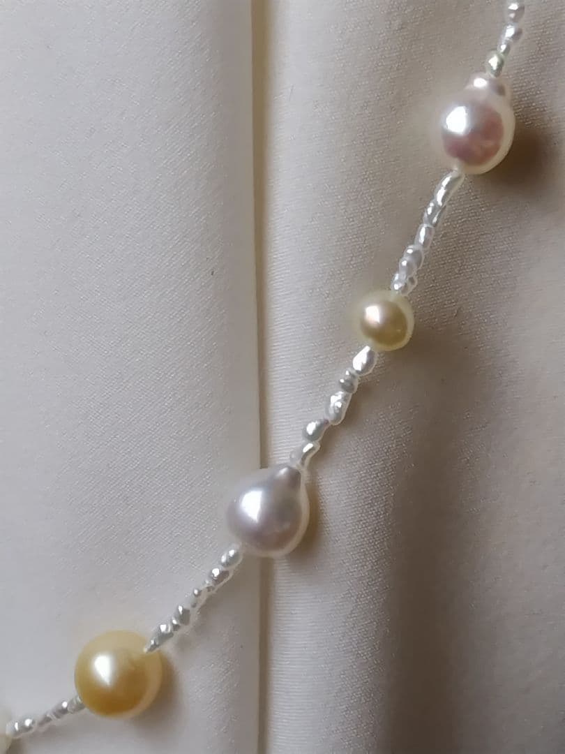 各サイズのアコヤ真珠、あこや芥子パールK14パーツの、セミロングネックレス