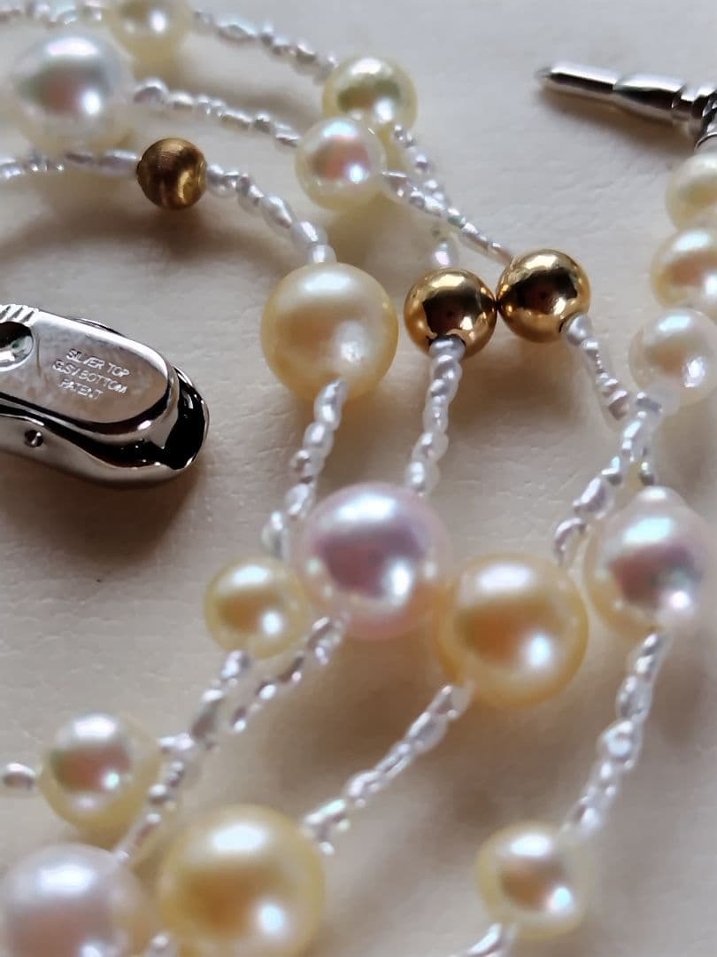 各サイズのアコヤ真珠、あこや芥子パールK14パーツの、セミロングネックレス
