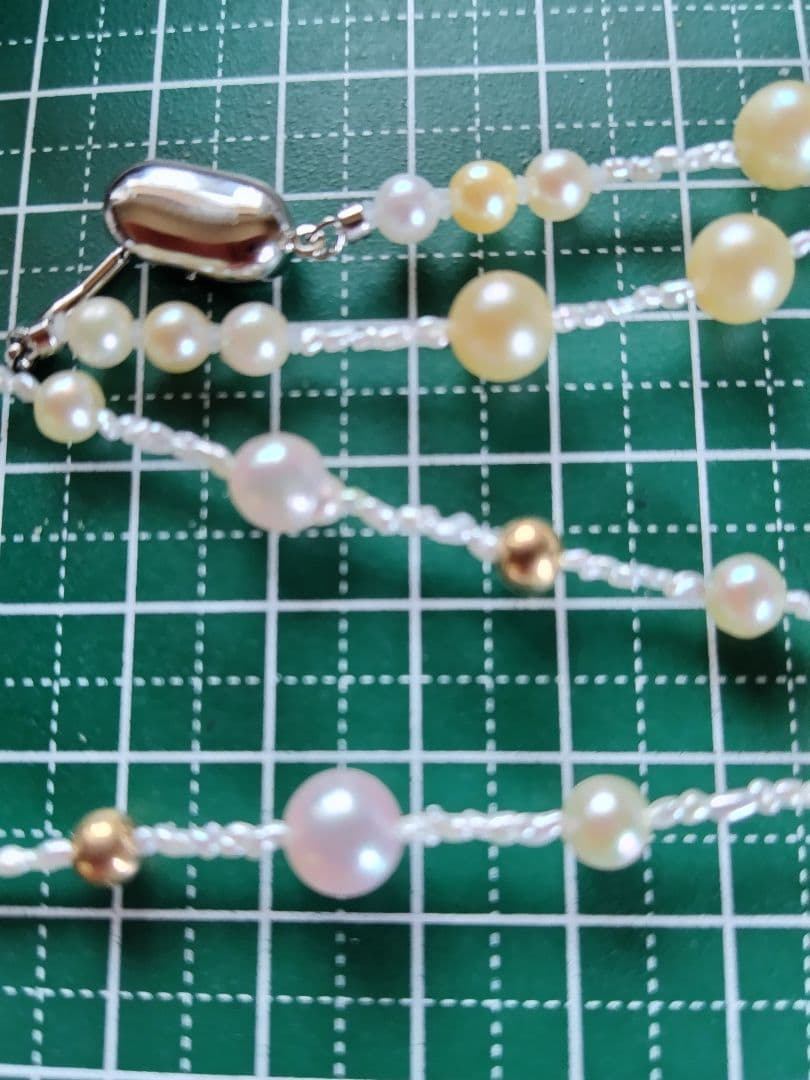 各サイズのアコヤ真珠、あこや芥子パールK14パーツの、セミロングネックレス