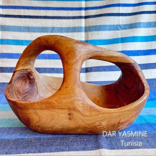 超特大オリーブの木　バスケット ボウル 　しっかりドスンと構える　約28cm