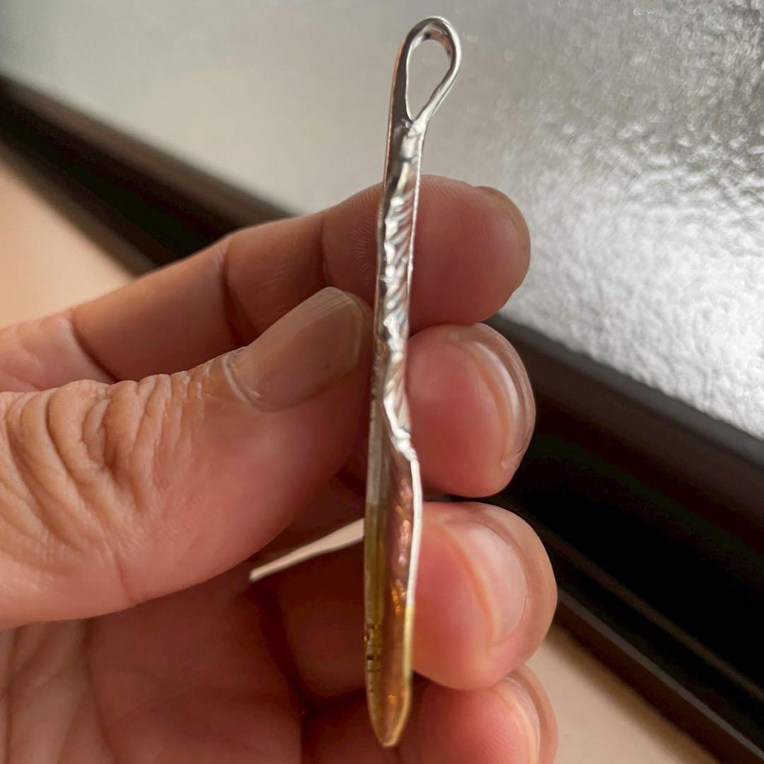 先金 左 フェザー ネックレス トップ ハート ハンドメイド ノーブランド