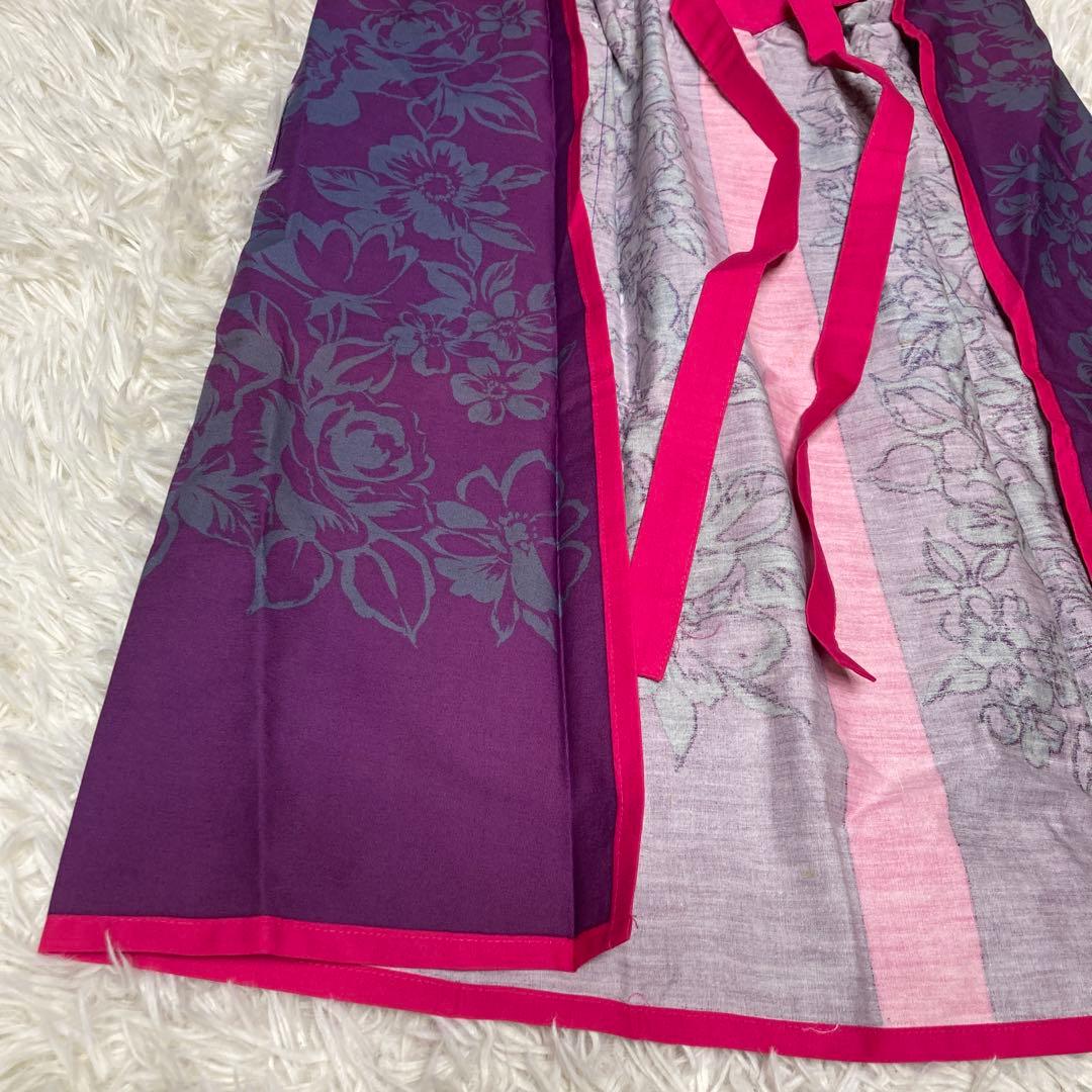 ✨未使用タグ付き品✨ イヴサンローラン エプロン 紫系 花柄 ポケット付き