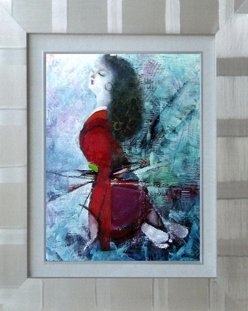 油絵 菅家令子 絵 絵画 インテリア 額付(黒) F6-031201 人物 女性