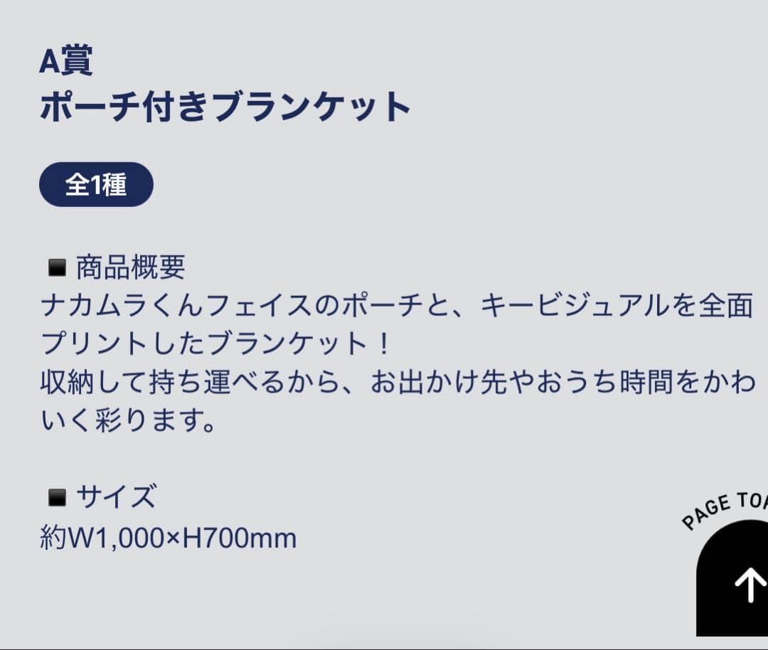 ナルミヤエンジェルブルー　ポーチ付きブランケット ナカムラくん　エニマイくじA賞