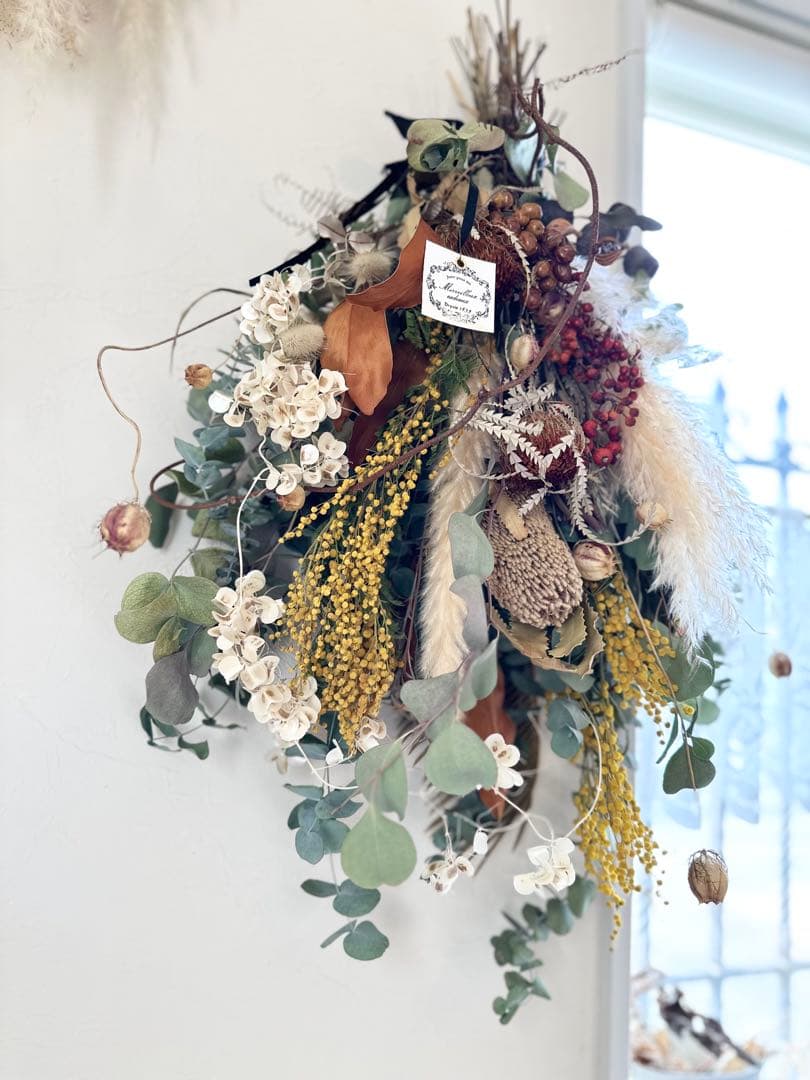 ＊ミモザとバンクシアとユーカリのネイティブフラワースワッグ＊ 75㌢ 超特大