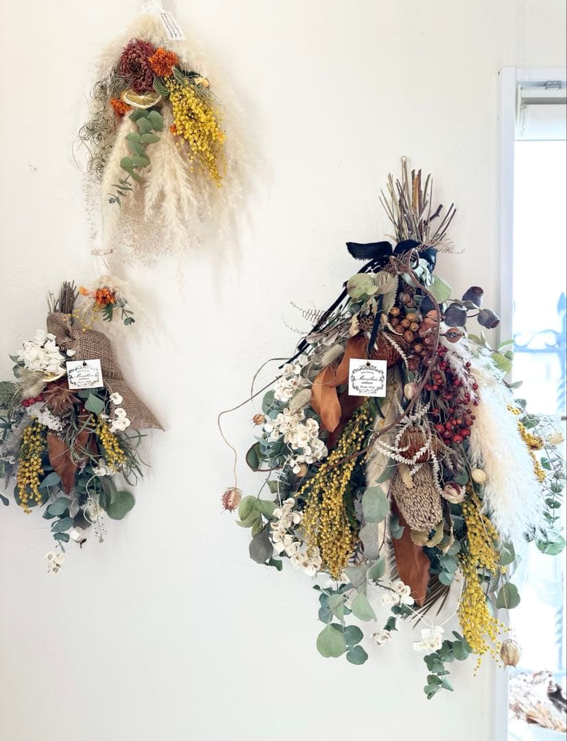 ＊ミモザとバンクシアとユーカリのネイティブフラワースワッグ＊ 75㌢ 超特大