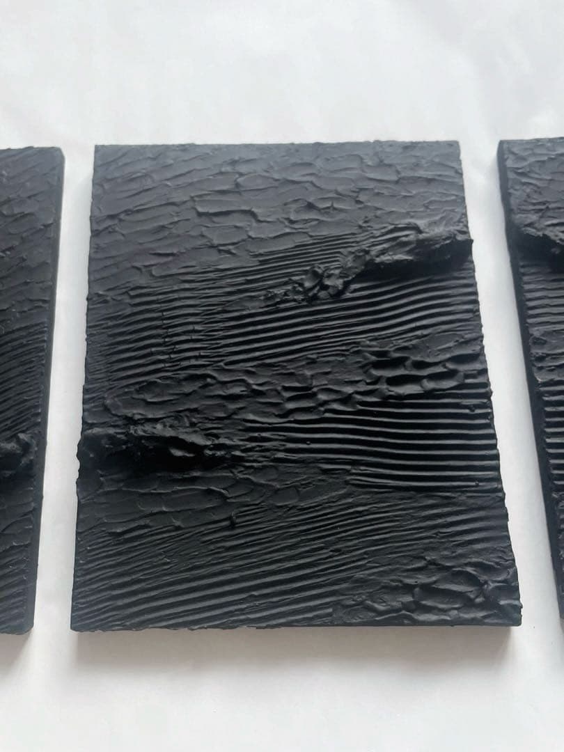 黒のテクスチャーアート 3枚組｜F3抽象画　インテリア　絵画　現代アート　北欧