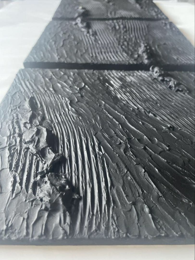 黒のテクスチャーアート 3枚組｜F3抽象画　インテリア　絵画　現代アート　北欧
