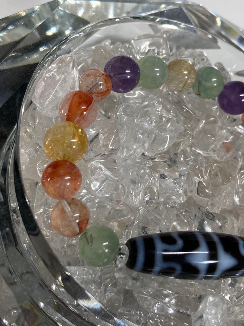 天然石　天珠　虎牙蓮花天珠　ブレスレット