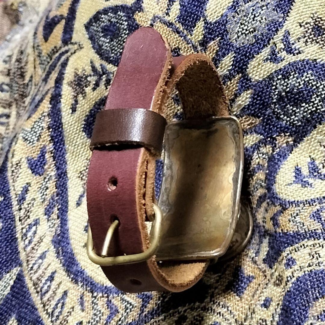 個性派✨アンティークハンドメイドアート腕時計✨ヴィンテージブラウン革レザー時計✨