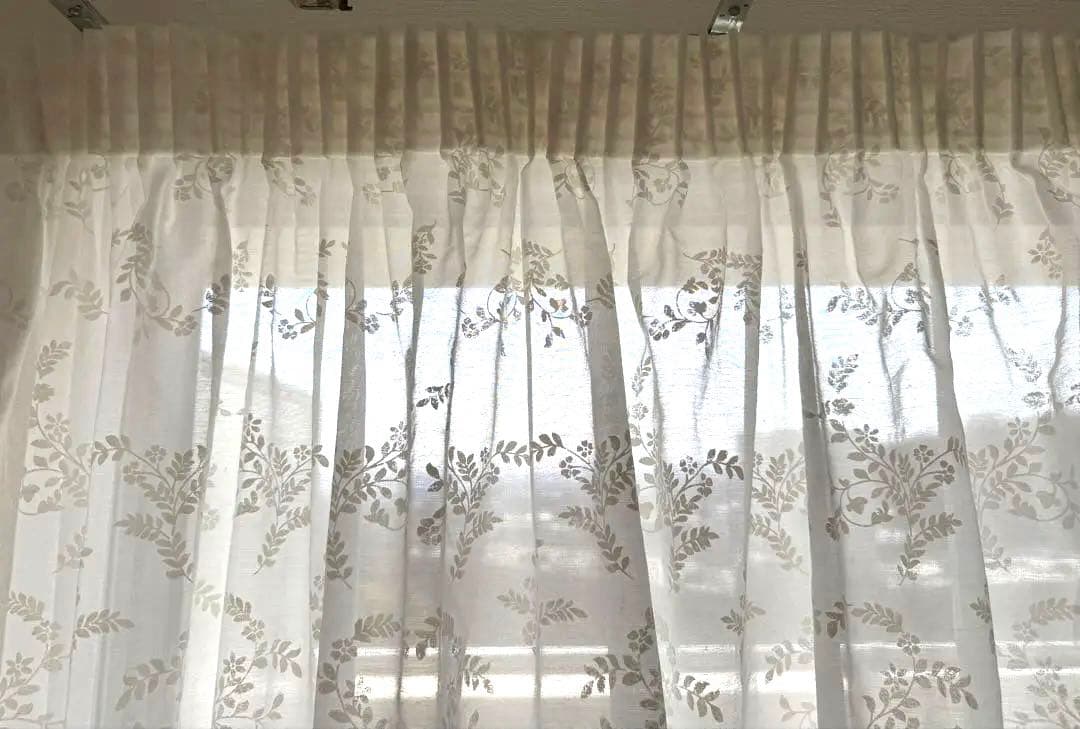 【希少品】ローラアシュレイ★オーダーメイドレースカーテン★ホワイト★リーフ柄★