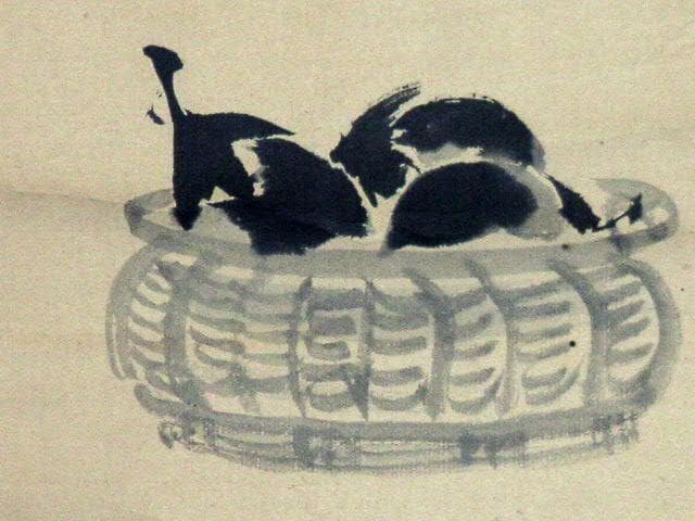 ♥掛軸　【模写】　晴川 法眼　【茄子】　狩野 晴川院　掛け軸　骨董品