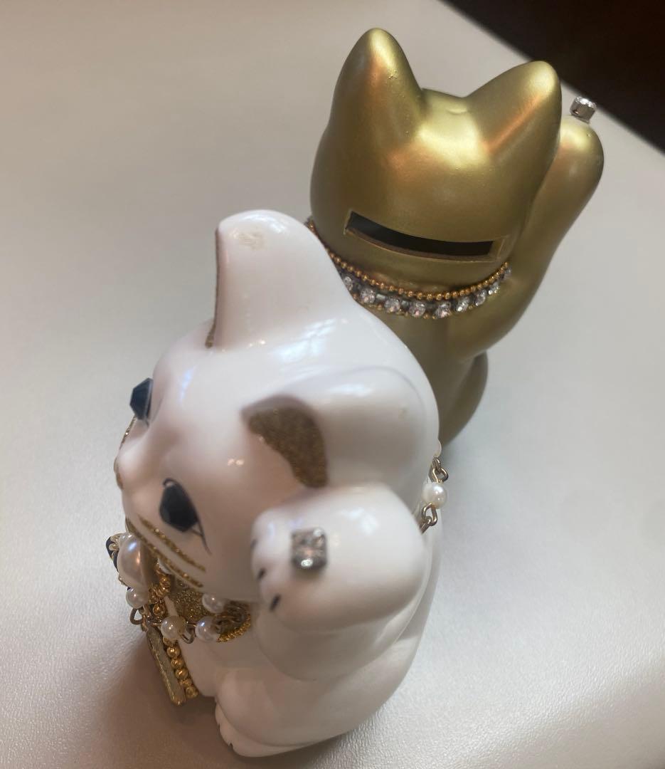 最終価格‼️☆ご縁猫☆招き猫 置物 ゴールド＆ホワイト