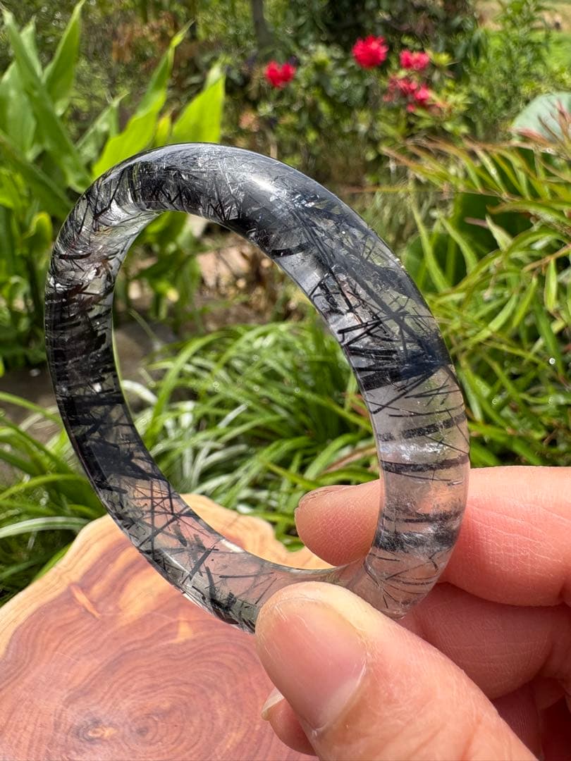 ❤️超レア　特価　黒針水晶　透明度良く　ブラックルチルクォーツ バングル