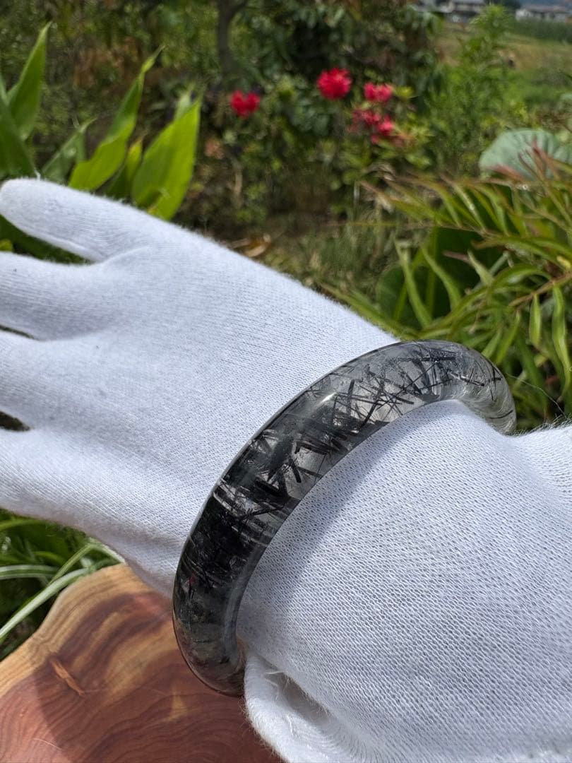 ❤️超レア　特価　黒針水晶　透明度良く　ブラックルチルクォーツ バングル