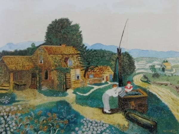 グランマ・モーゼス、昔、希少画集画、新品額装付