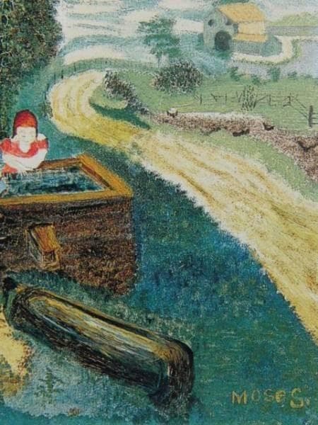 グランマ・モーゼス、昔、希少画集画、新品額装付