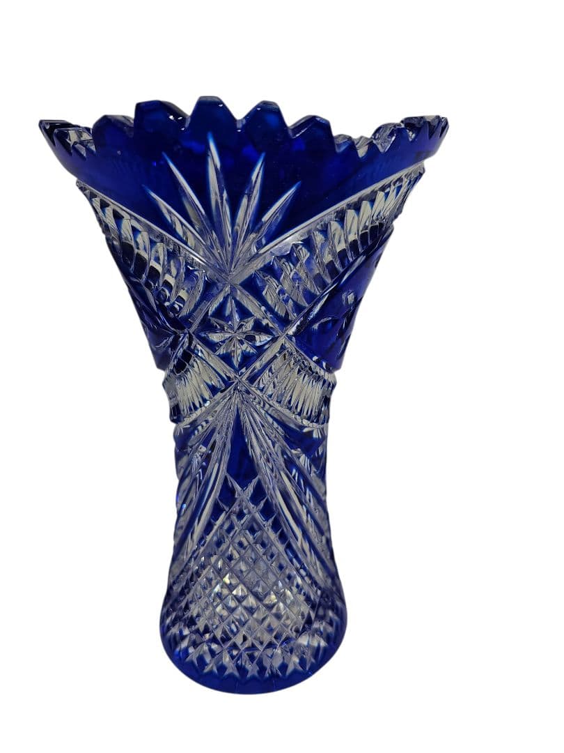 未使用Aderia Crystal 24%pbO コバルトブルー クリスタル花瓶