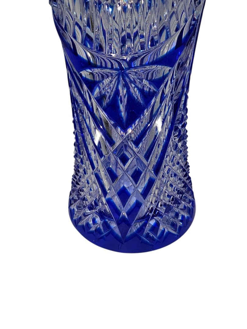 未使用Aderia Crystal 24%pbO コバルトブルー クリスタル花瓶