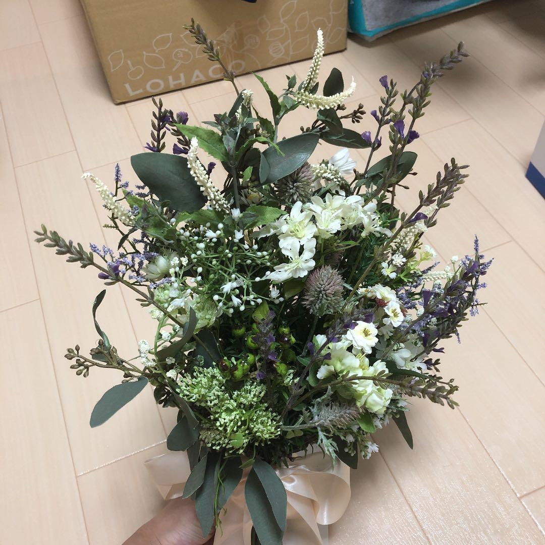 ブーケ　ブリザードフラワーブーケ ブートニア ヘッドピース 3点セット