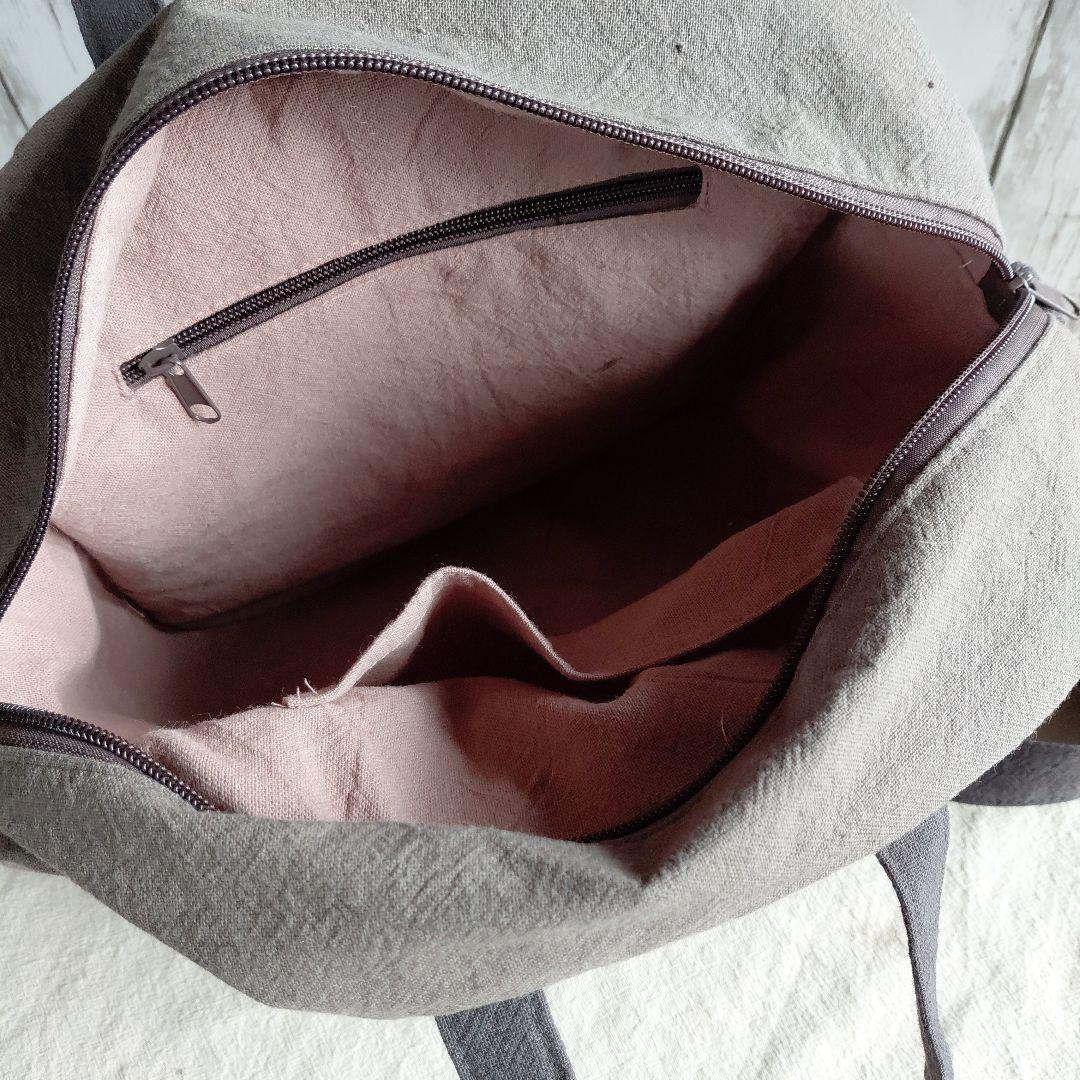 ハンドメイドトートバッグ※スクエアバック※ラウンド型バック※コットンリネン