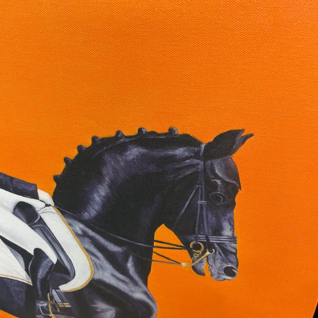 モダンアート 絵画 2点セット 馬×女性 騎馬 オレンジ背景 額入り