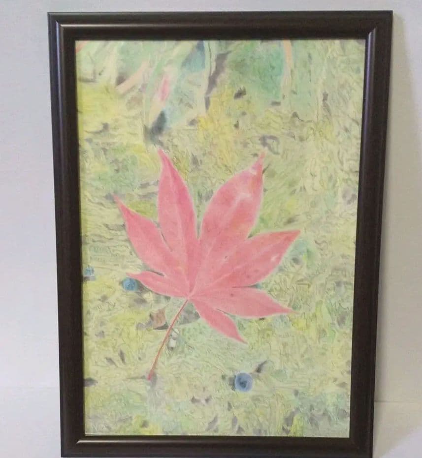 絵画 もみじの葉　色鉛筆