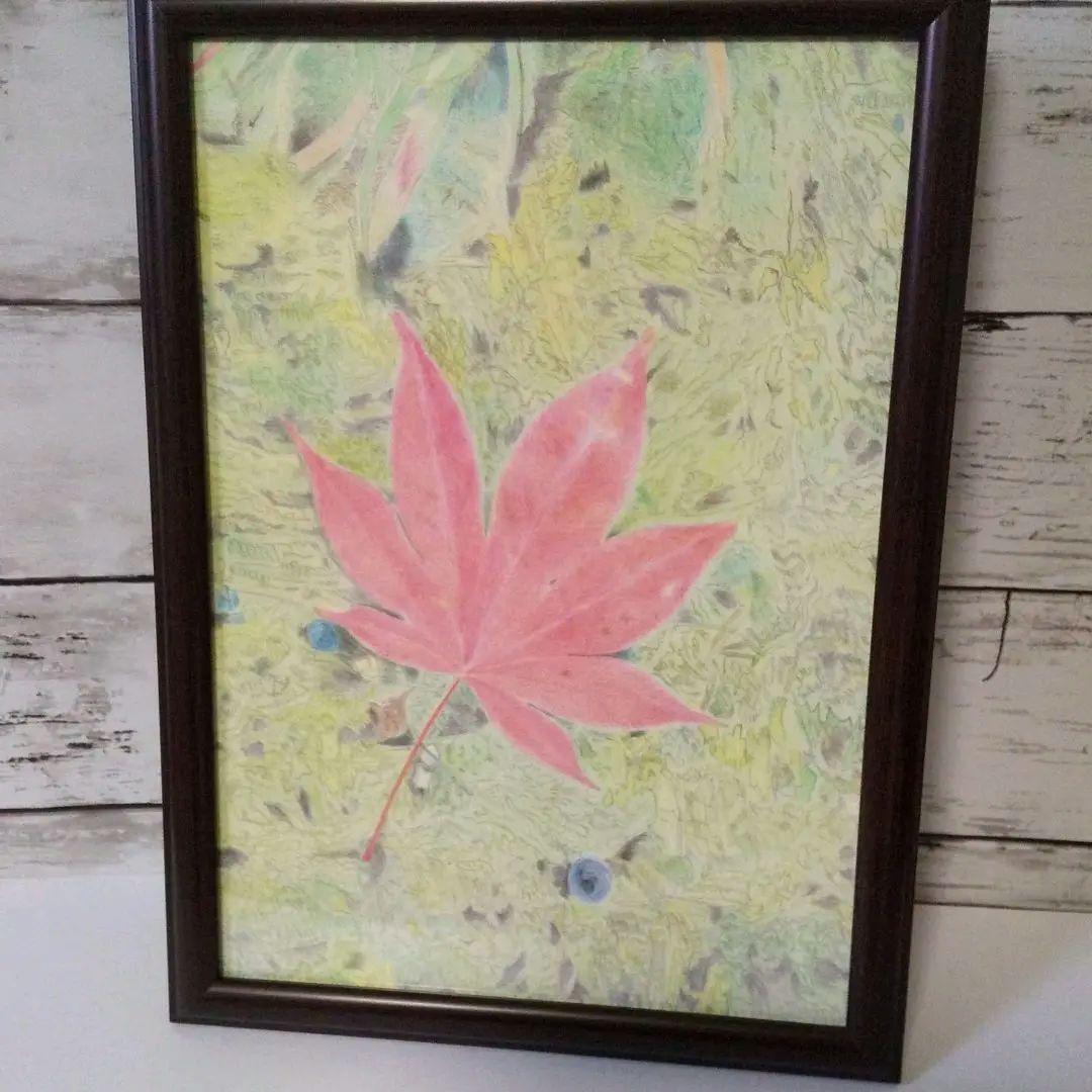 絵画 もみじの葉　色鉛筆