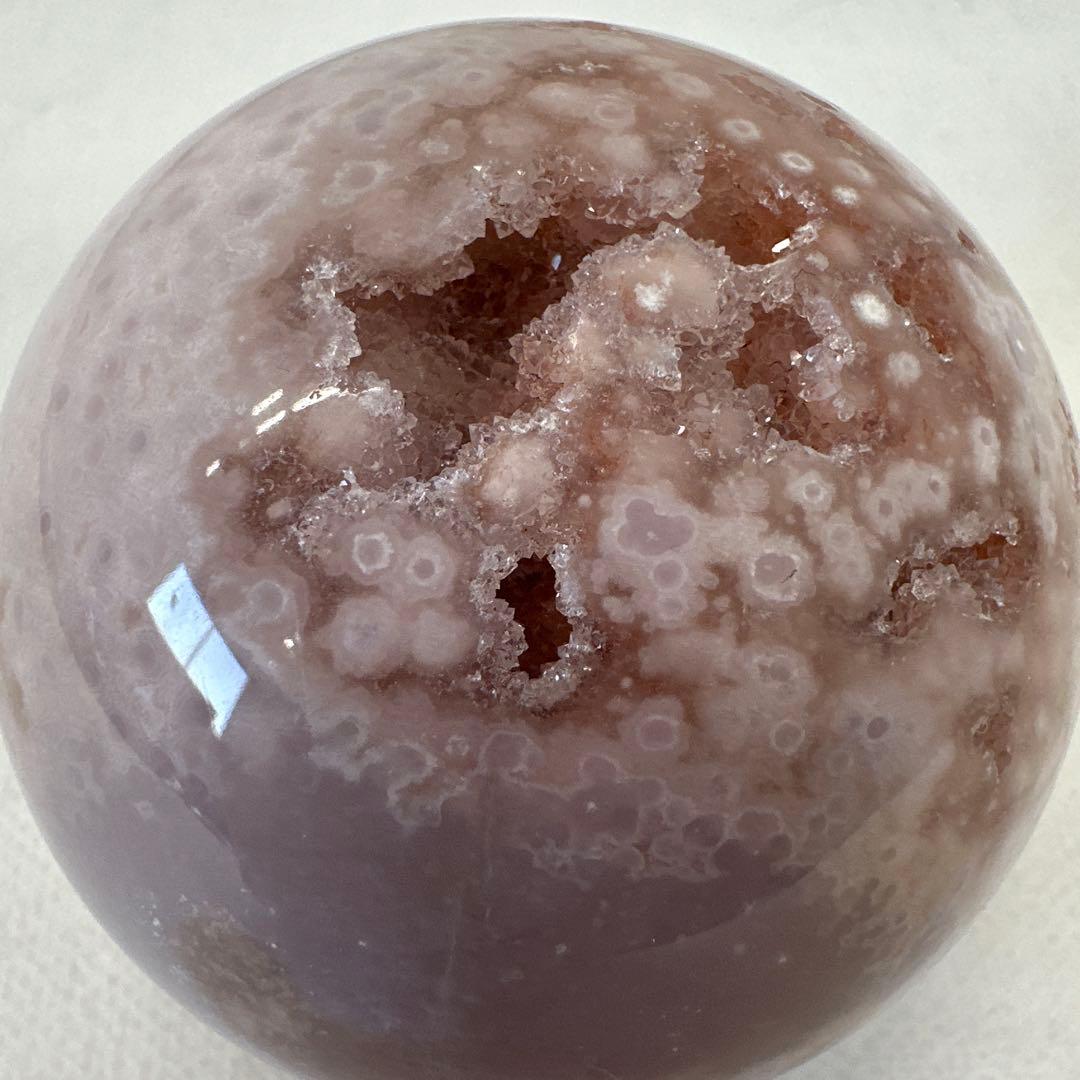 ピンクアメジスト　フラワーアゲート　笑口　ジオード　スフィア　丸玉