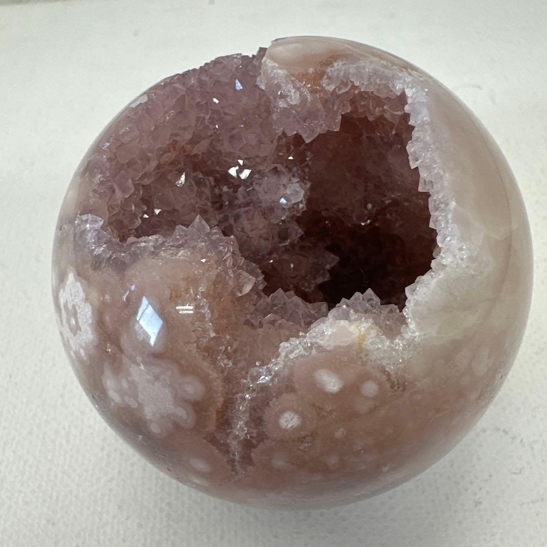 ピンクアメジスト　フラワーアゲート　笑口　ジオード　スフィア　丸玉