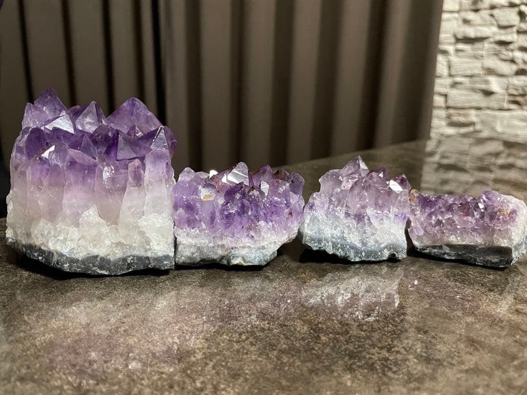 ✨【1点限り】✨アメジストクラスター　原石　天然石　4点セット