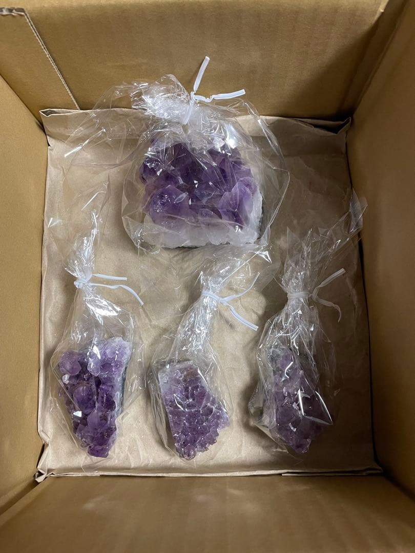 ✨【1点限り】✨アメジストクラスター　原石　天然石　4点セット