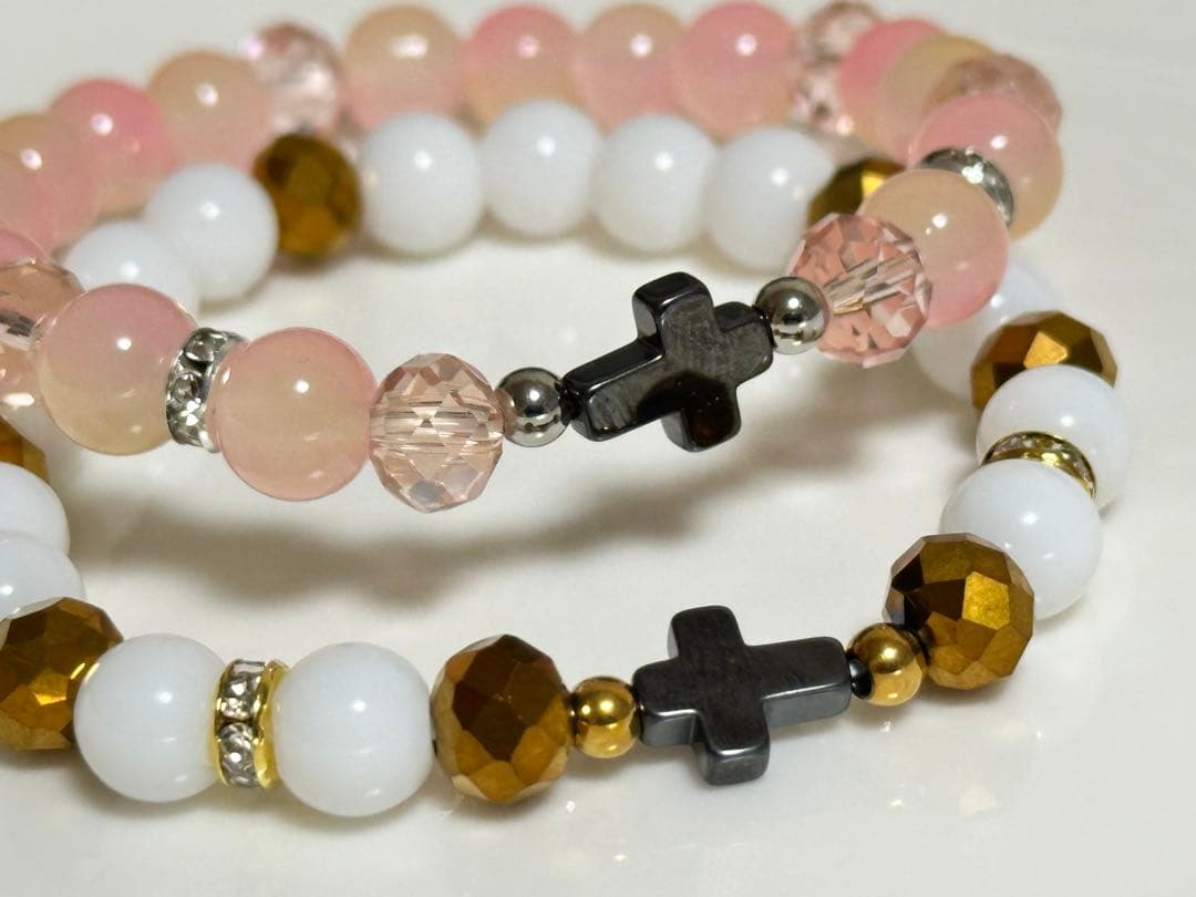 かこガラスビーズブレスレットハンドメイド