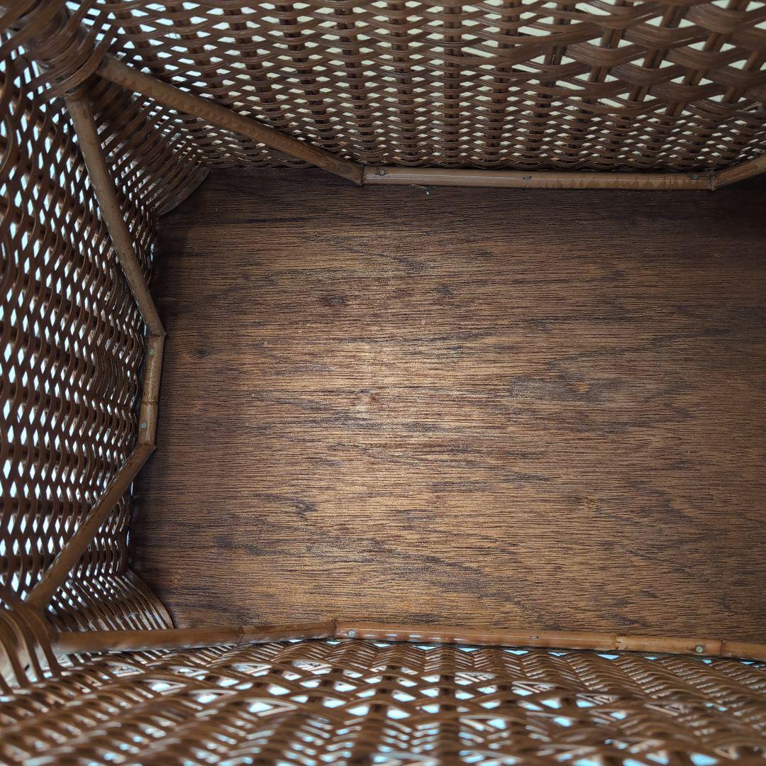 ラタン籐大型バスケット 昭和レトロ