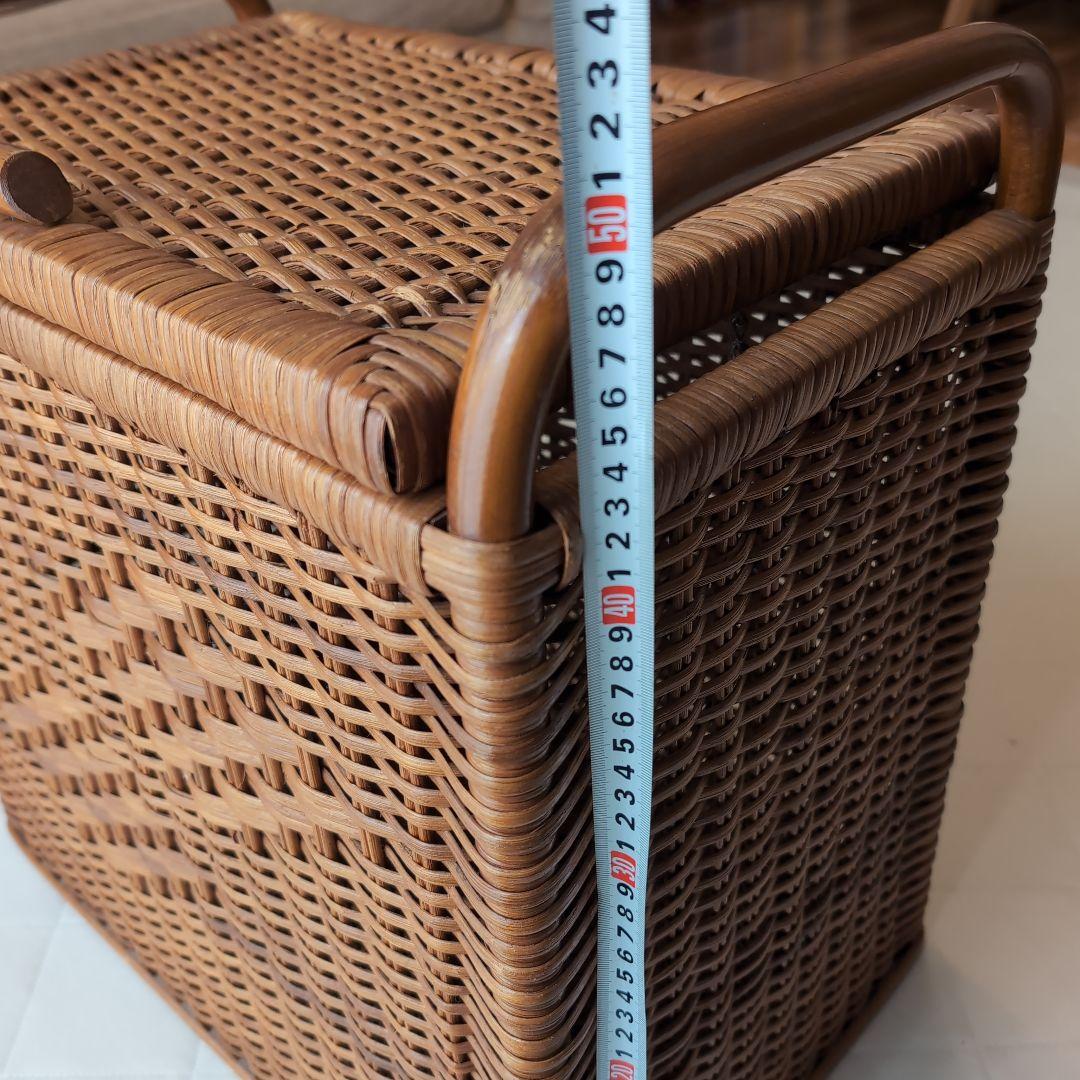 ラタン籐大型バスケット 昭和レトロ